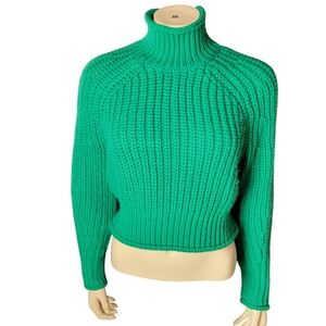 Green Turtleneck Women Sweater